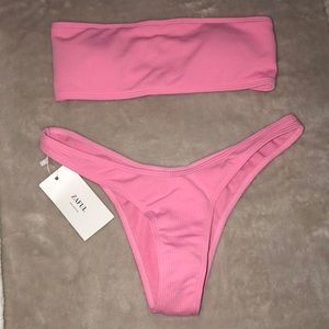 Hot Pink strapless bikini